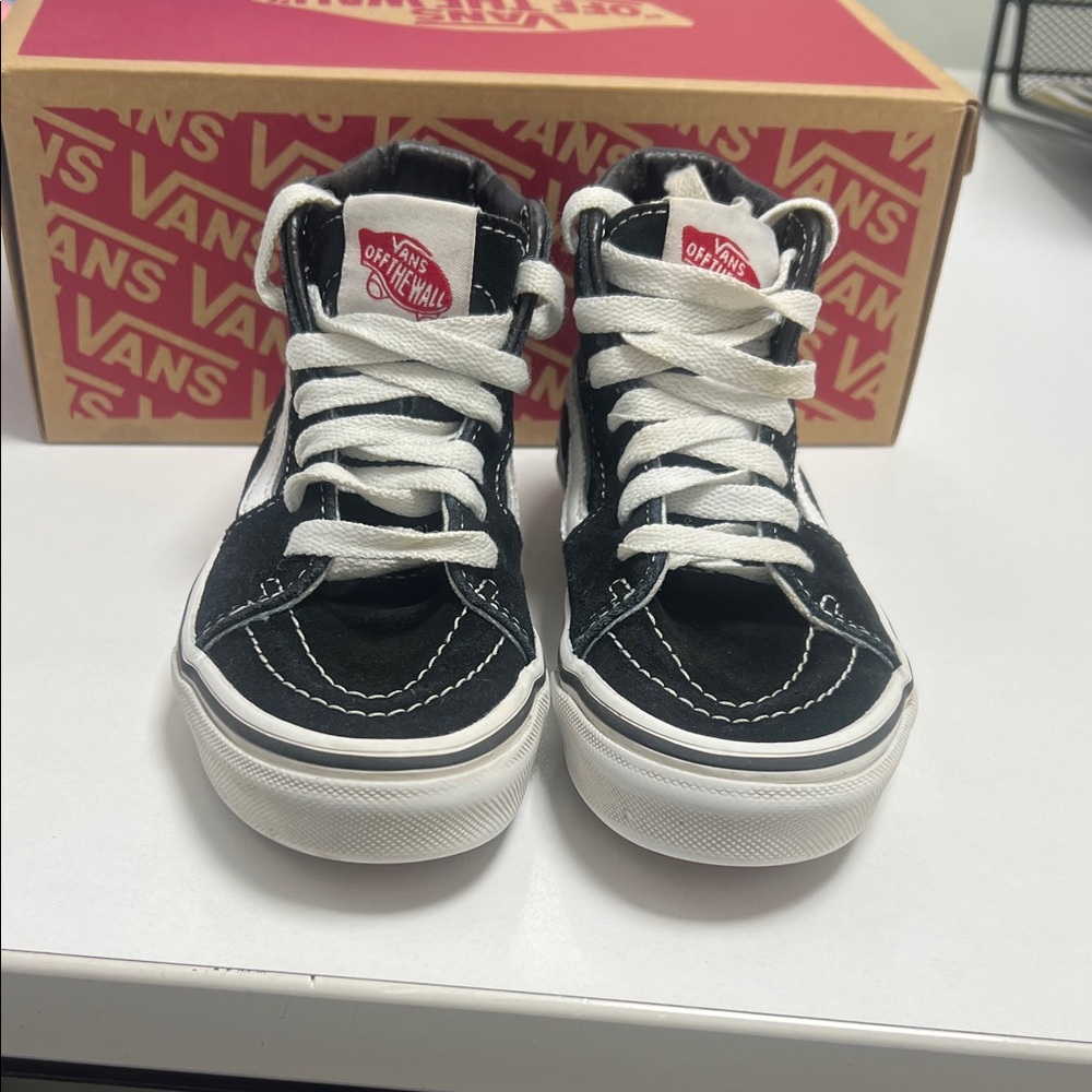 Vans Kids Black and White High-Top Sneakers